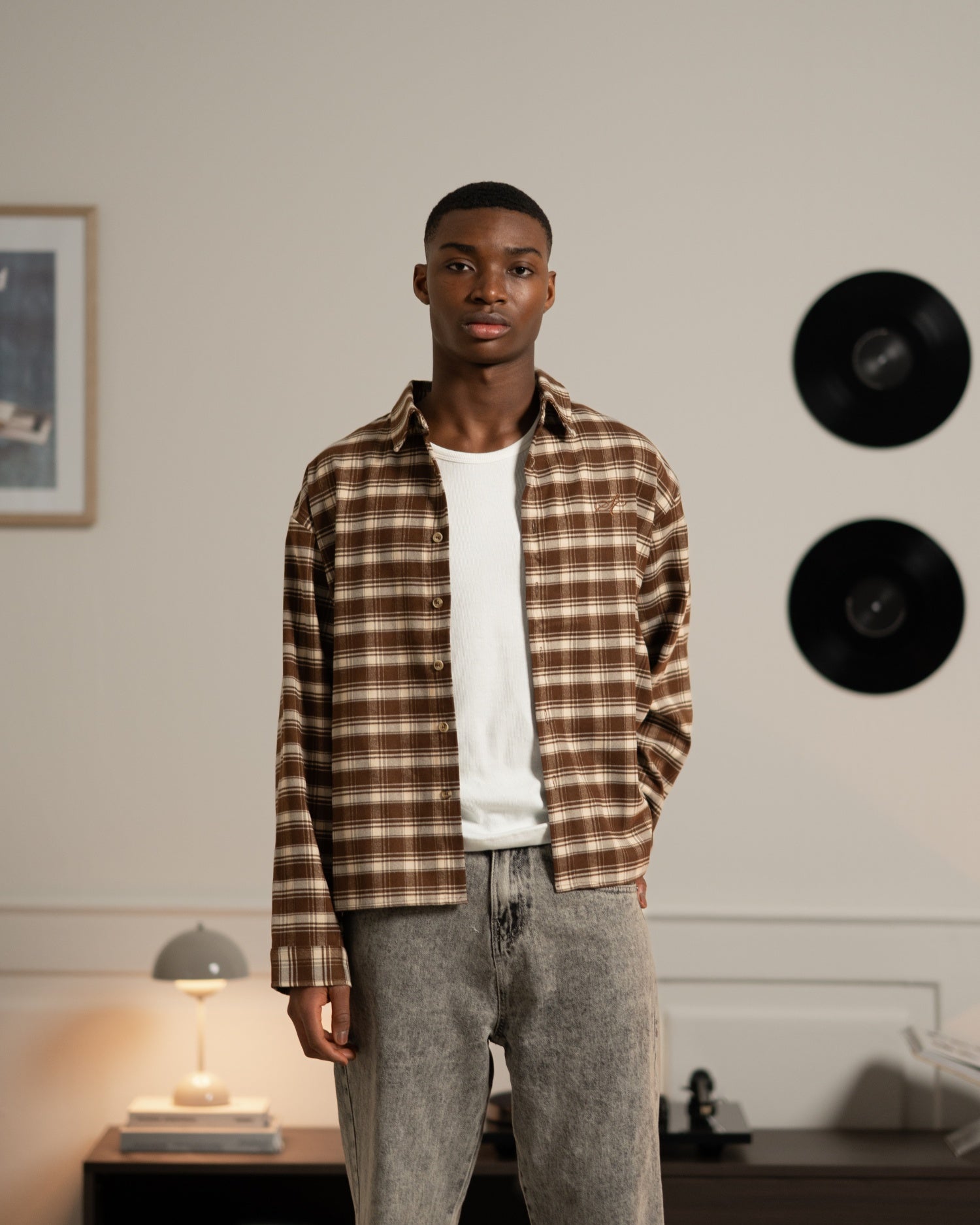 Checkered flannel shirt brown